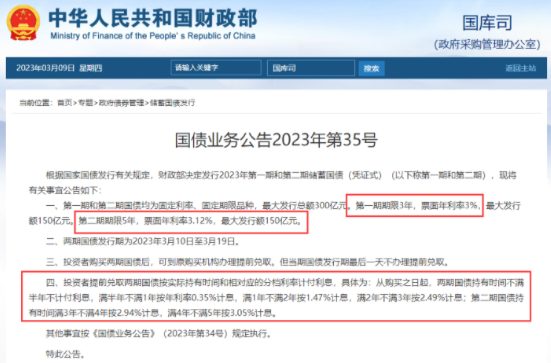 2023年储蓄国债最新利率多少？